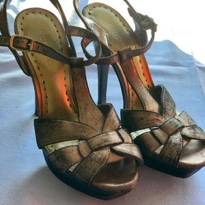 BCBG Silver Leather Heel Pumps